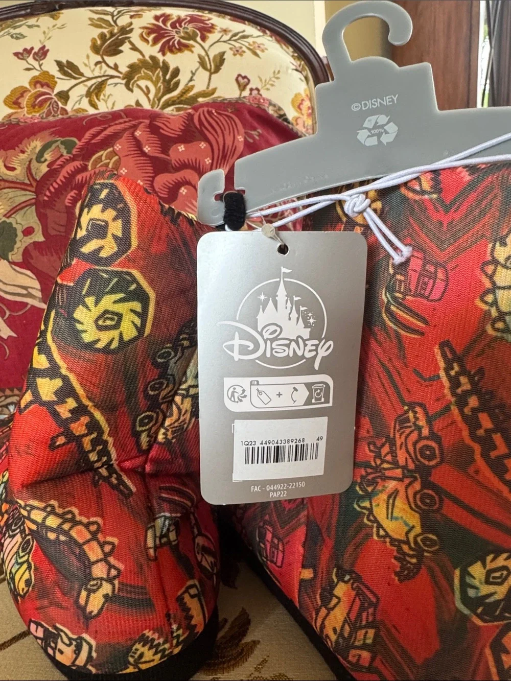 Disney Red Patterned Textile Booties